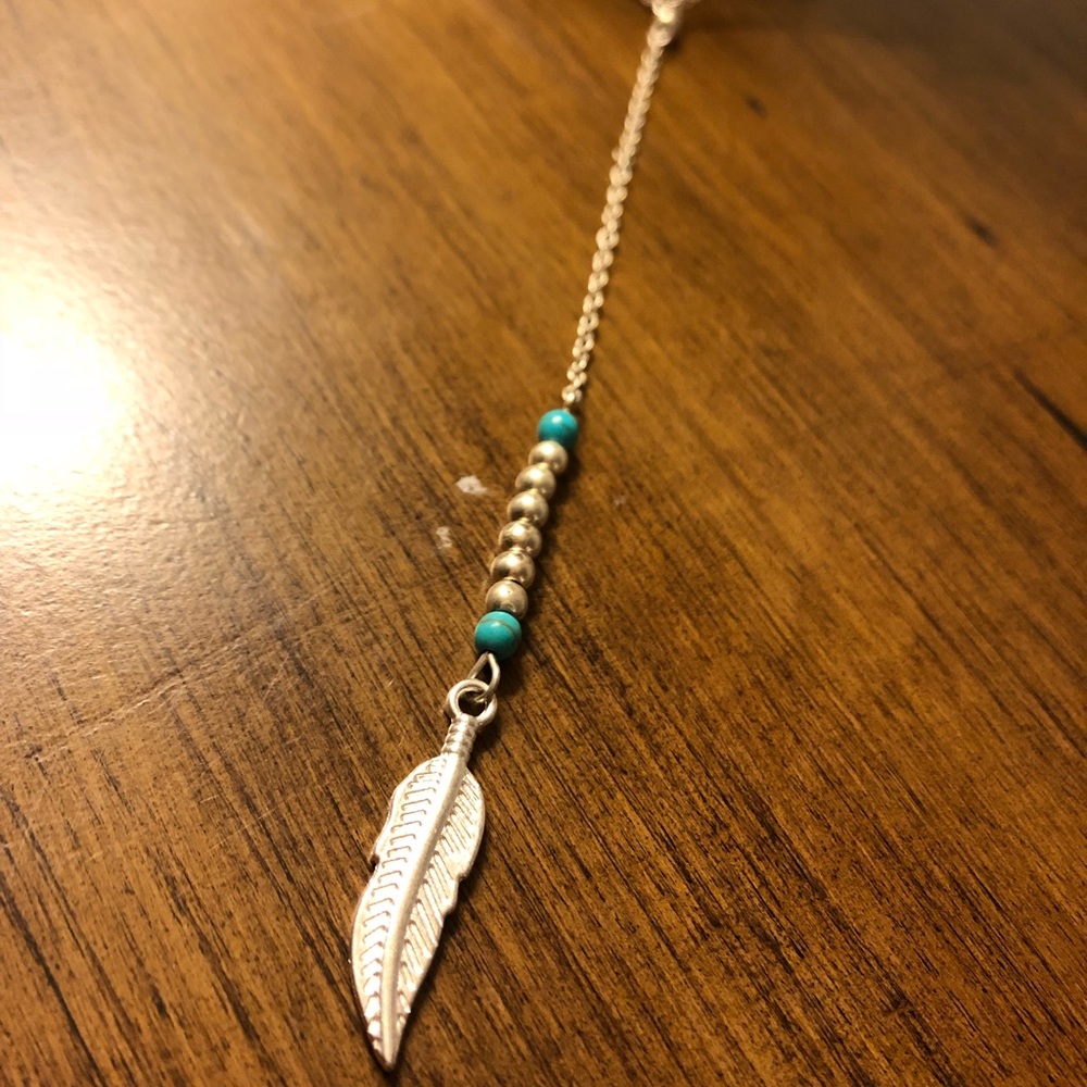 Feather Turquoise Drop Necklace